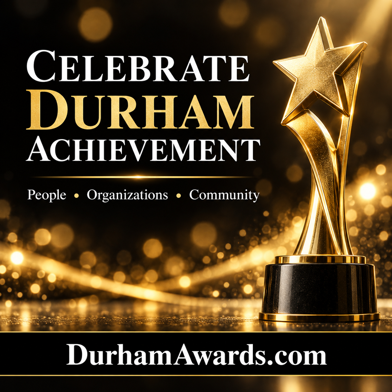 Durham Awards square ad with award imagery and DurhamAwards.com domain