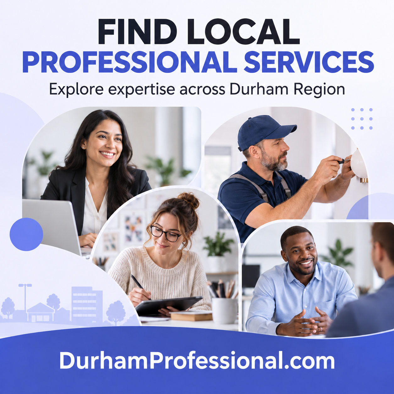 Durham Professional square ad with service imagery and DurhamProfessional.com domain