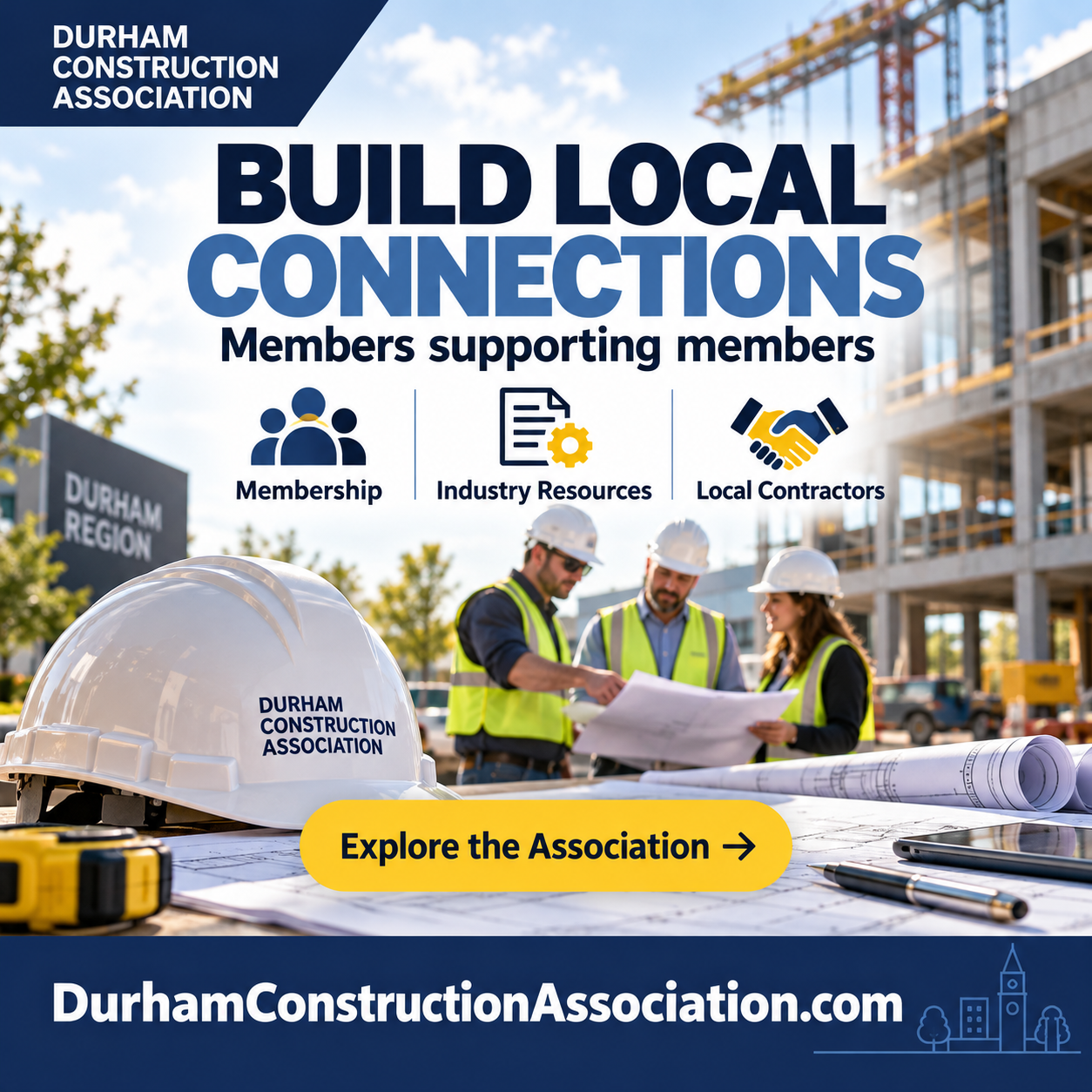 Durham Construction Association square advertisement featuring DurhamConstructionAssociation.com