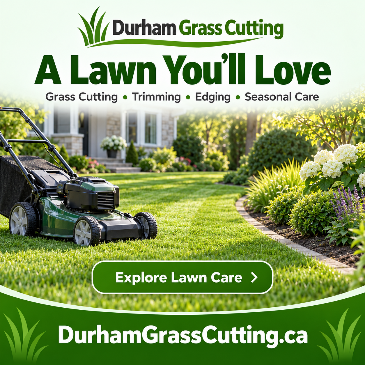 Durham Grass Cutting square advertisement — DurhamGrassCutting.ca
