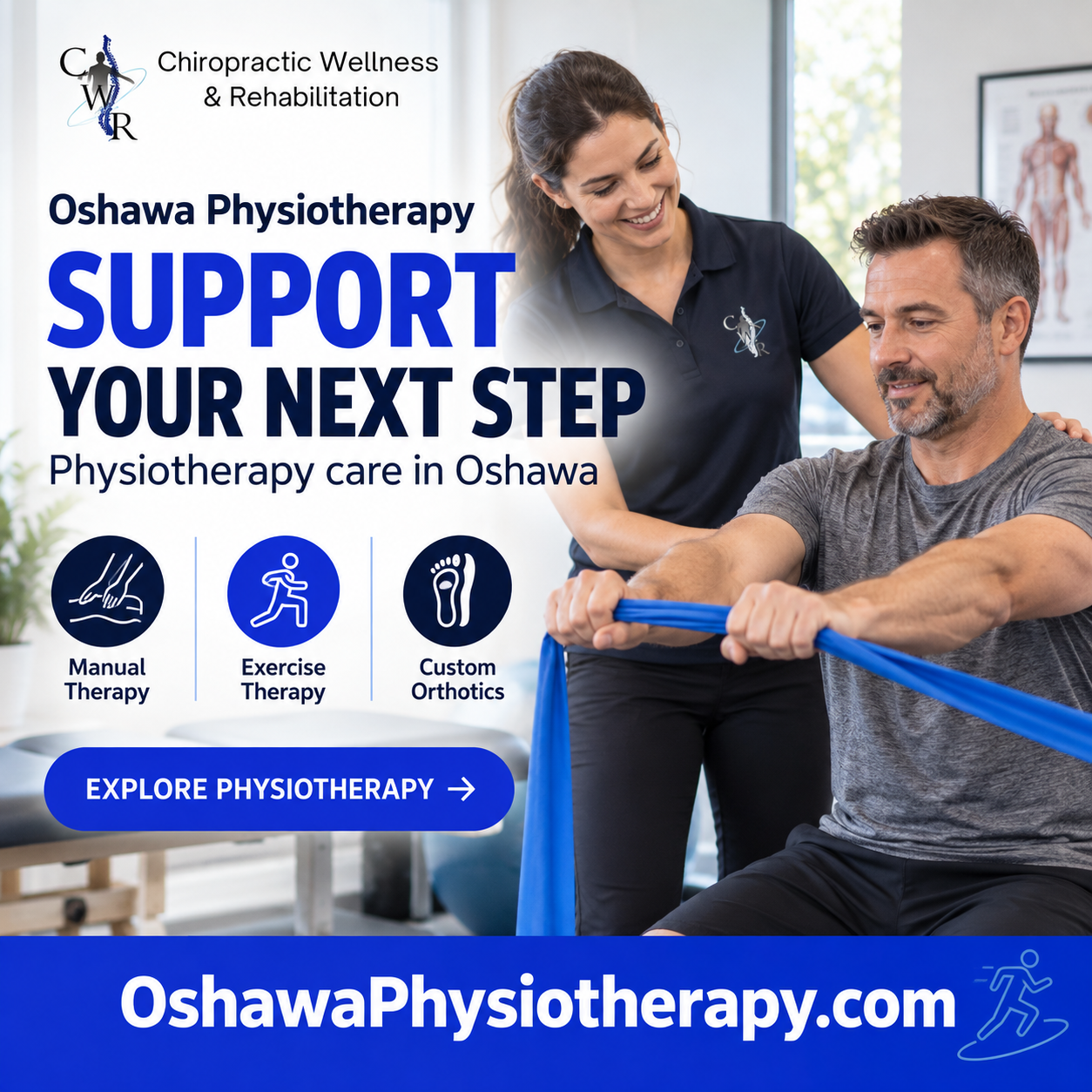 Oshawa Physiotherapy square advertisement featuring OshawaPhysiotherapy.com